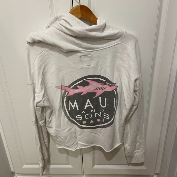 American Eagle Women's White Zip Up Sweater- Sz L/XL - Picture 2 of 3